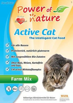 Power of Nature Active Cat Farm Mix - Sucha karma dla kota (Kurczak + Łosoś + Jagnięcina + Brązowy Ryż) 2kg